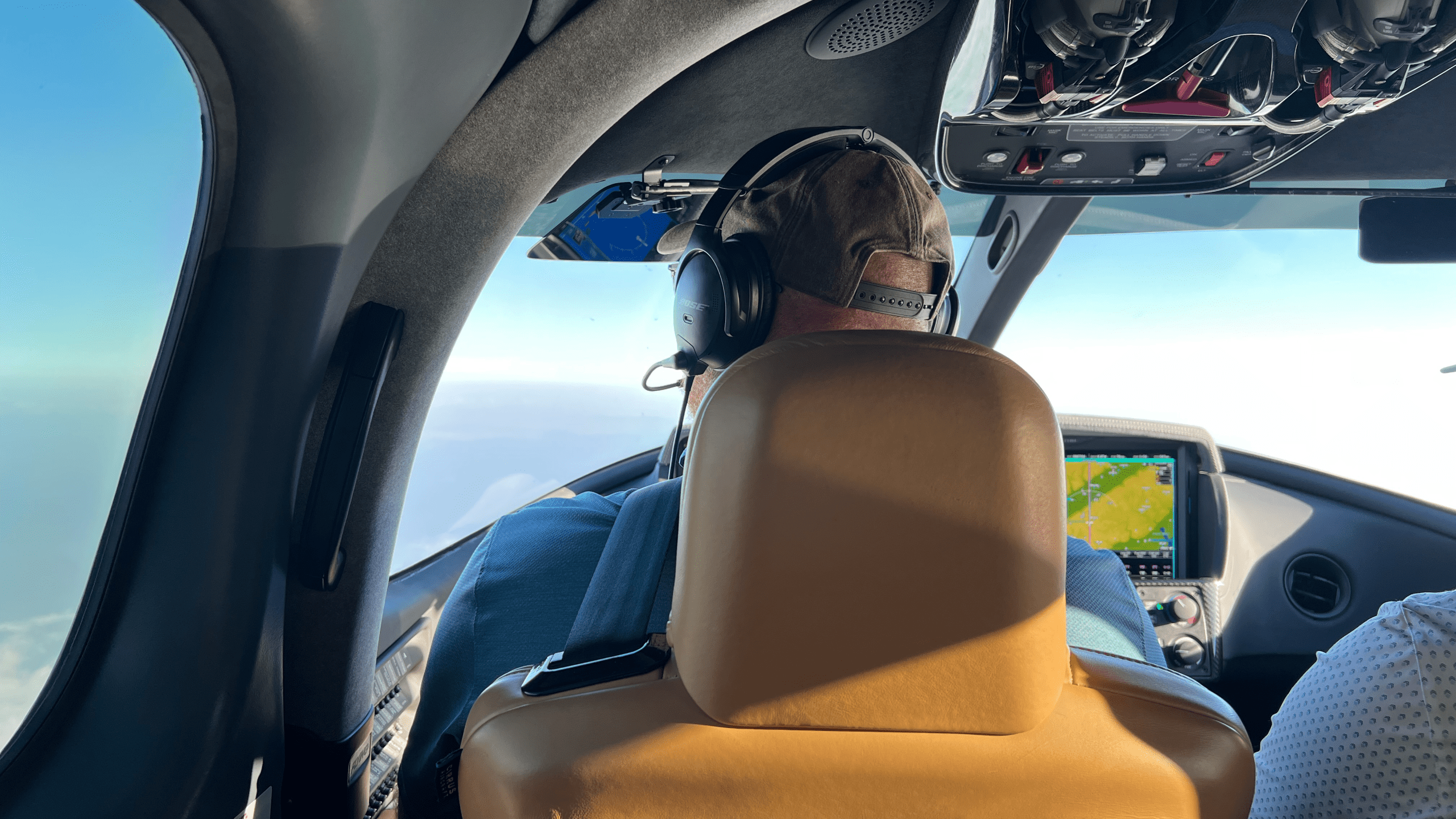 Cirrus Vision Jet SF50 interior in flight departing EAA AirVenture Oshkosh 2026